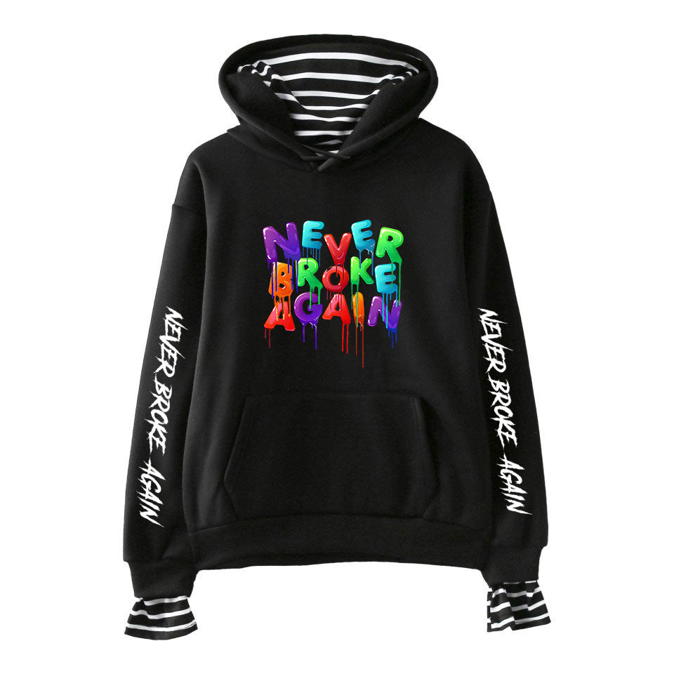Never Broke Again Hoodie All-Match False Two-Piece Sweaters