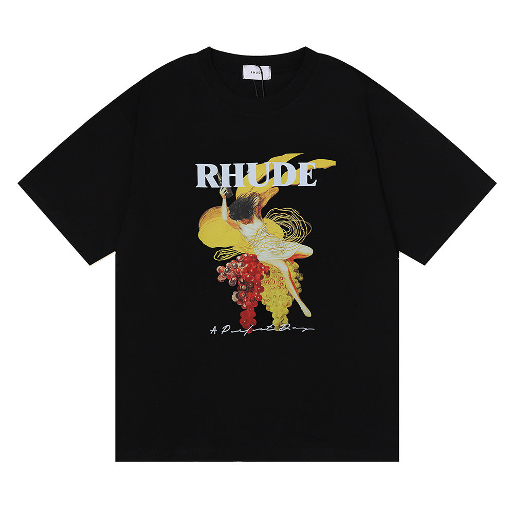 Rhude T Shirt Micro Label Alphabet Art Abstract Short Sleeve T-Shirt