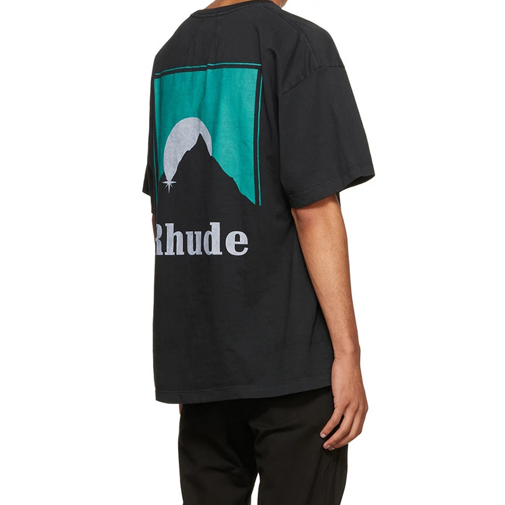 Rhude T Shirt Sunset Classic Alphabet Print Short Sleeve T-Shirt