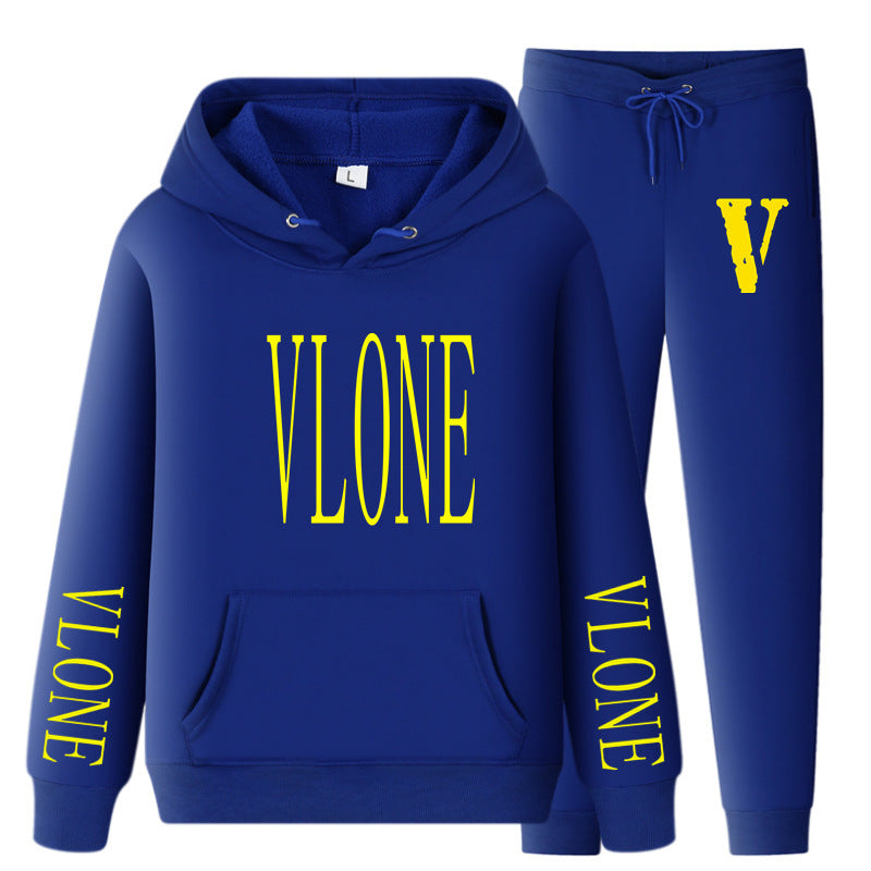 Vlone Hoodie & Pants 2 Piece Set Spring And Autumn Casual Sweater Loose Top