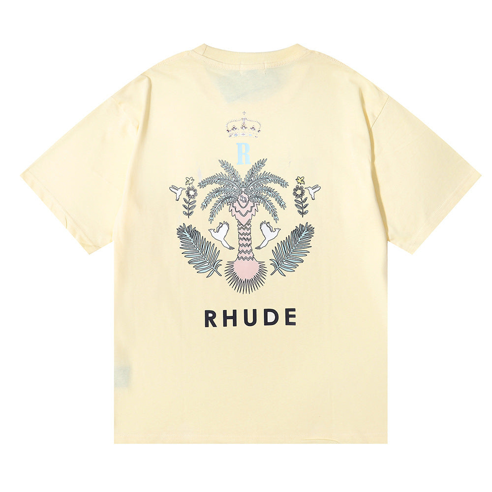 Rhude T Shirt Micro Standard Island Coconut Tree Print Short Sleeve T-Shirt