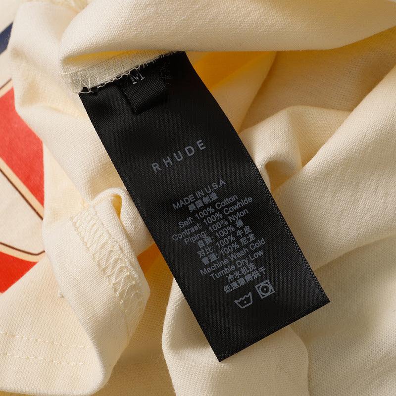 Rhude T Shirt Parrot Wheat Ear Letter Print Short Sleeve T-Shirt