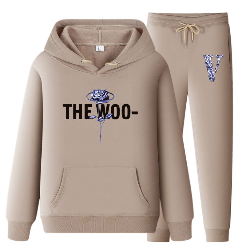 Vlone Hoodie & Pants 2 Piece Set V Printing Stylish Casual Hooded