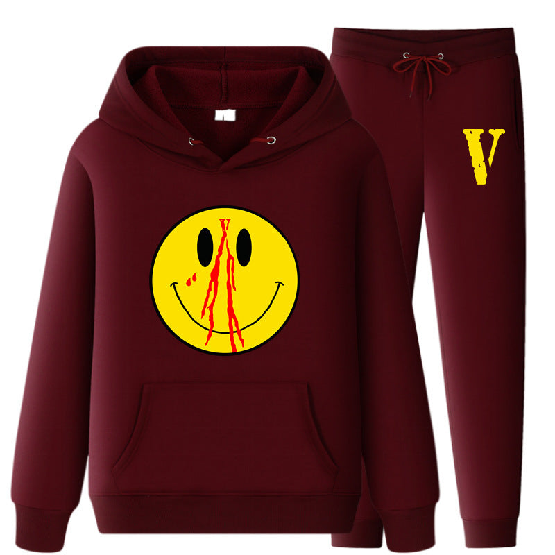 Vlone Hoodie & Pants 2 Piece Set Men'S Spring And Autumn Loose Pullover Sweatershirt