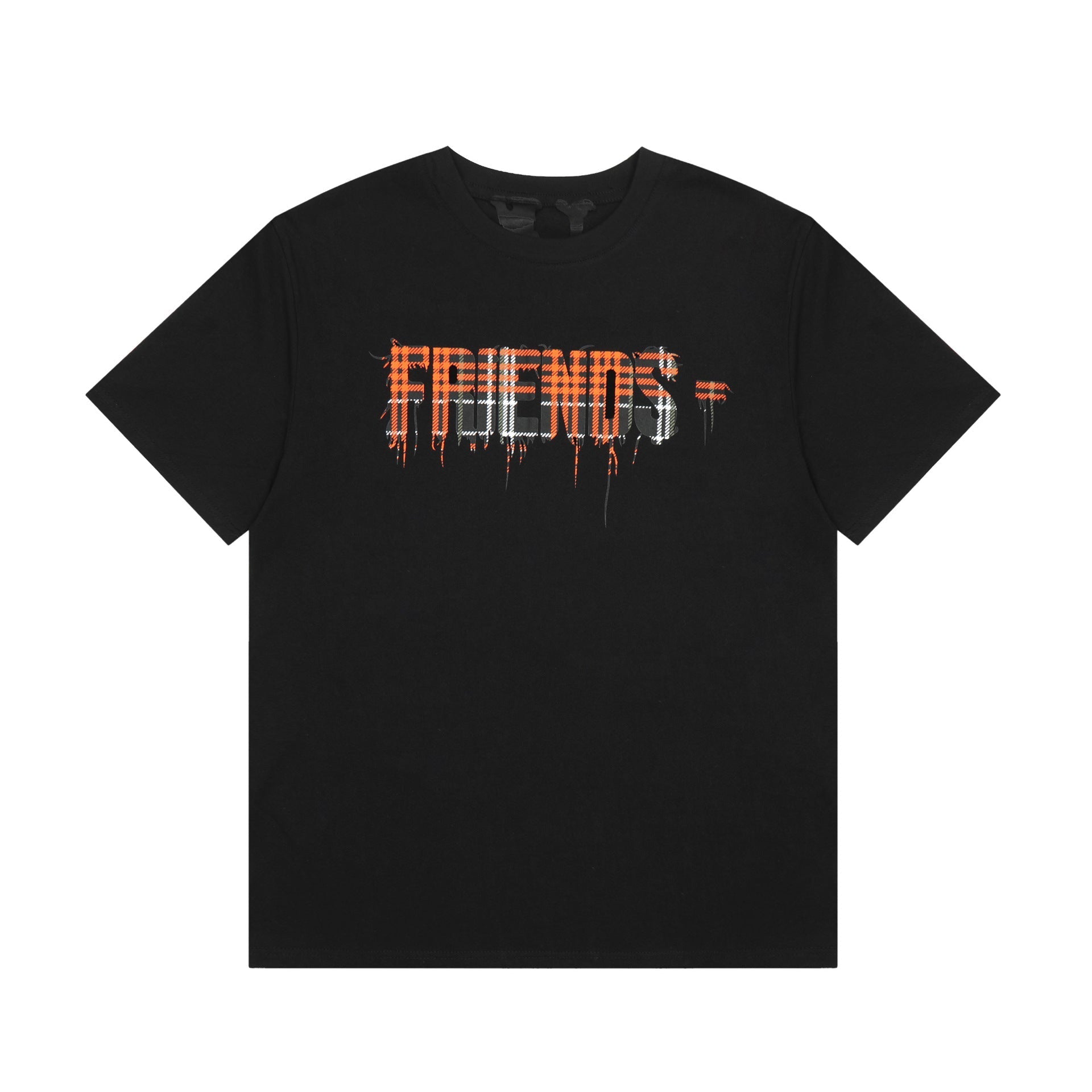 Vlone T Shirt Spring and Summer Plaid Big V Letter