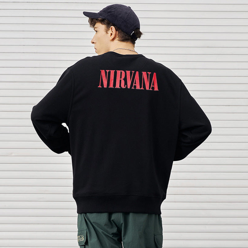 Nirvana Hoodie Retro Angel Print Loose Round Neck Sweater