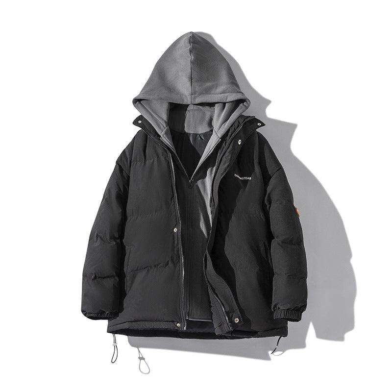 MEN'S Hoodie Thickened Fake Two Pieces Hooded Casual Loose