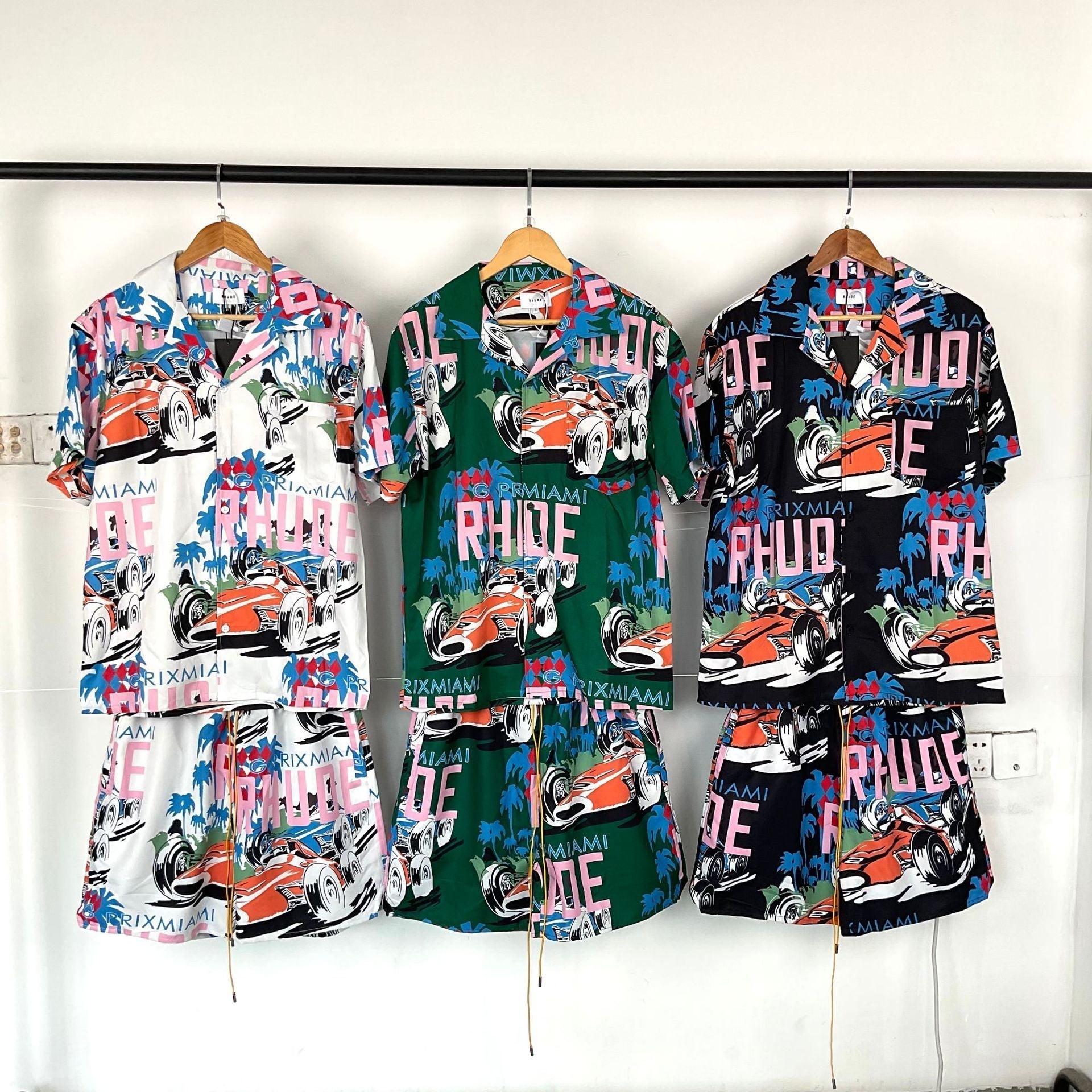 Rhude T Shirt Racing Letter Logo Casual Short Sleeve Shirt, Shorts