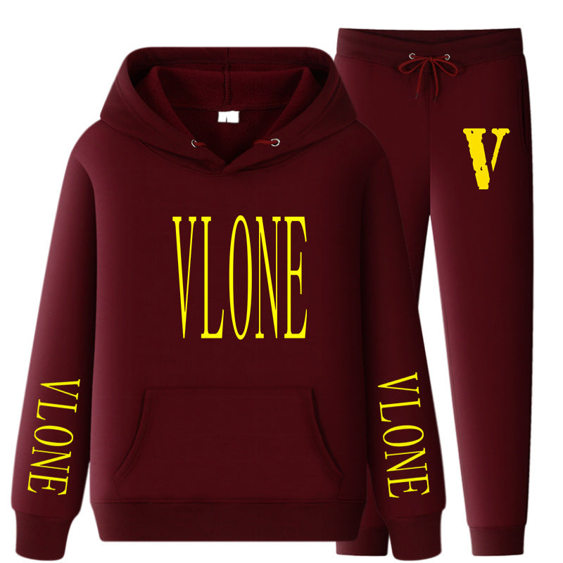 Vlone Hoodie & Pants 2 Piece Set Spring And Autumn Casual Sweater Loose Top