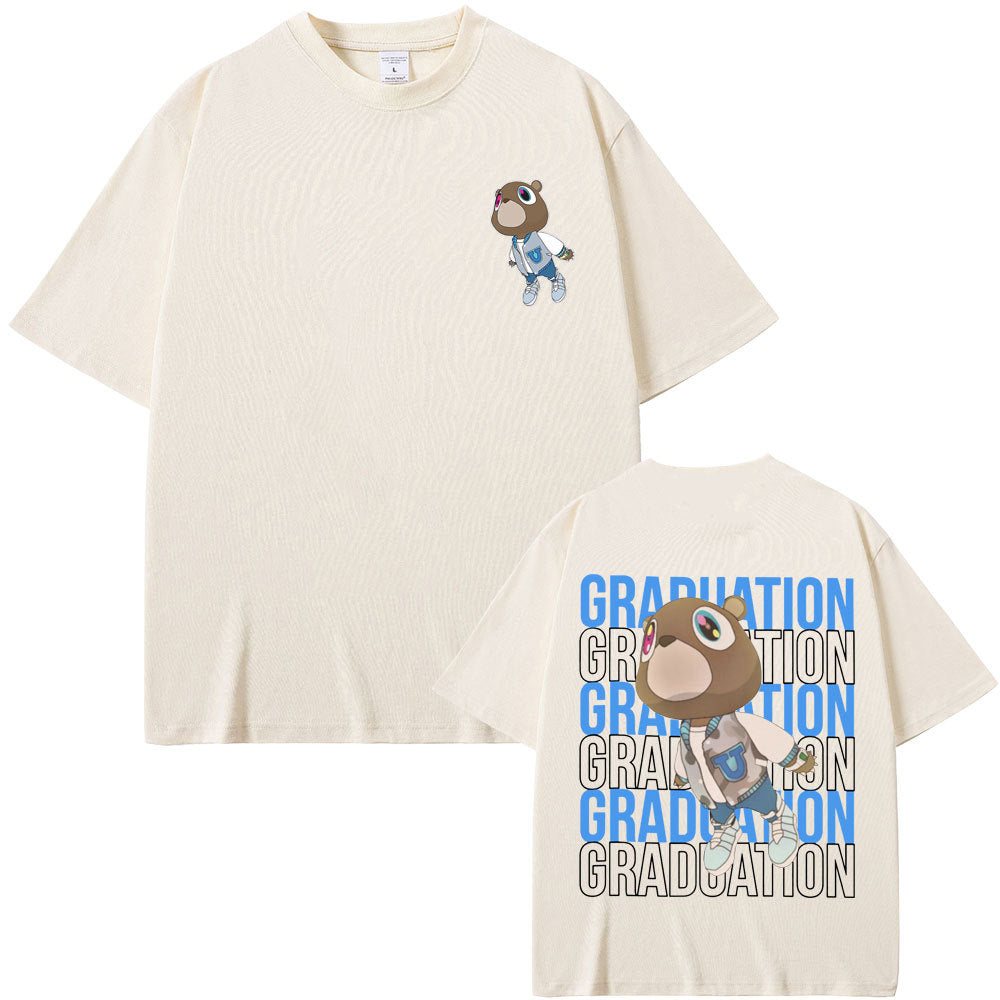 Rapper Kanye West Graduation Bear Double Sided Print T Shirt