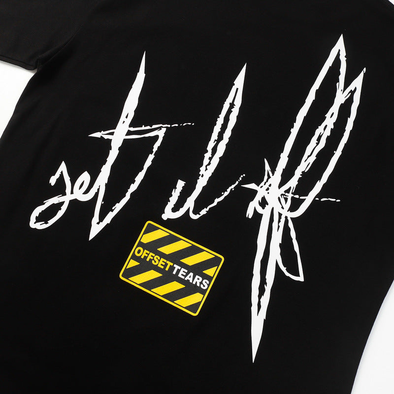 Denim Tears T Shirts Flame Wood Cotton Printed Loose Short Sleeve T-shirt