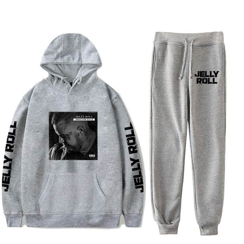 Jelly Roll Hoodie Jelly Roll Peripheral Printed Sweater Sports Two-Piece Suit