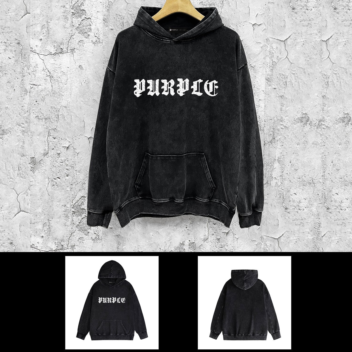 Purple Brand Distressed Hoodie Fashion Old Loose Hooded Sweater