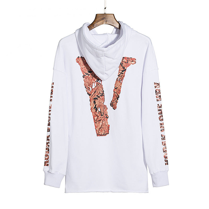 Vlone Hoodie Autumn And Winter Clown Printed Back Large V Hoodie Casual Hooded Couple Sweater Coat