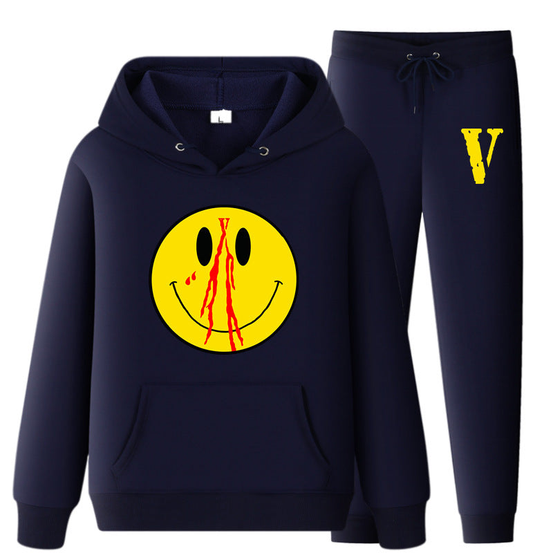 Vlone Hoodie & Pants 2 Piece Set Men'S Spring And Autumn Loose Pullover Sweatershirt