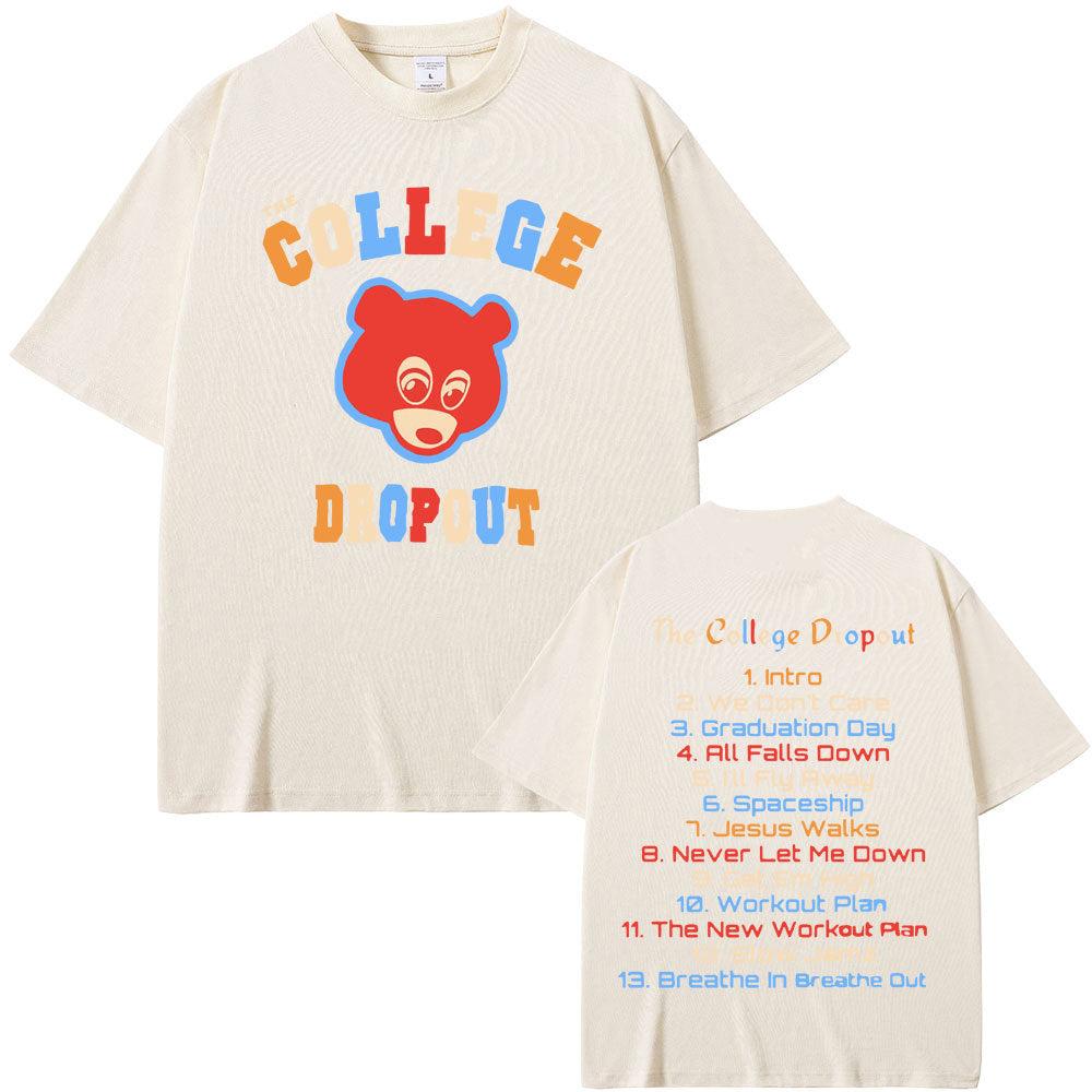 Rapper Kanye West Graduation Bear Double Sided Print T Shirt