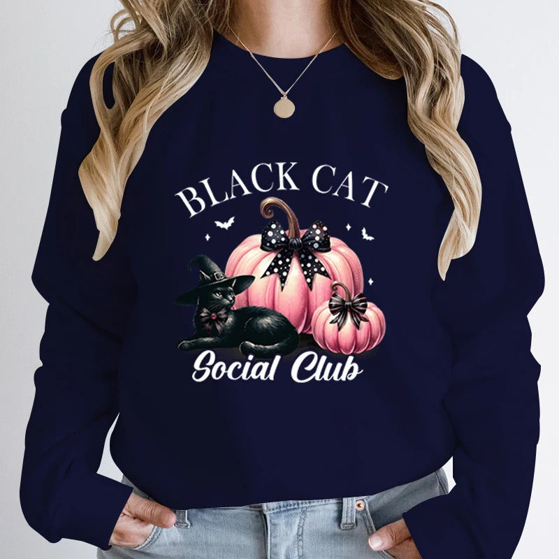 Women Fashion Creative Halloween Pumpkin Black Hoodies