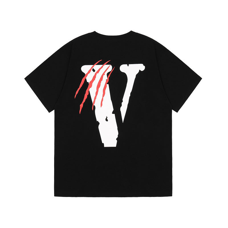Vlone T Shirt Personality Black Panther Big V T-Shirt Short Sleeve
