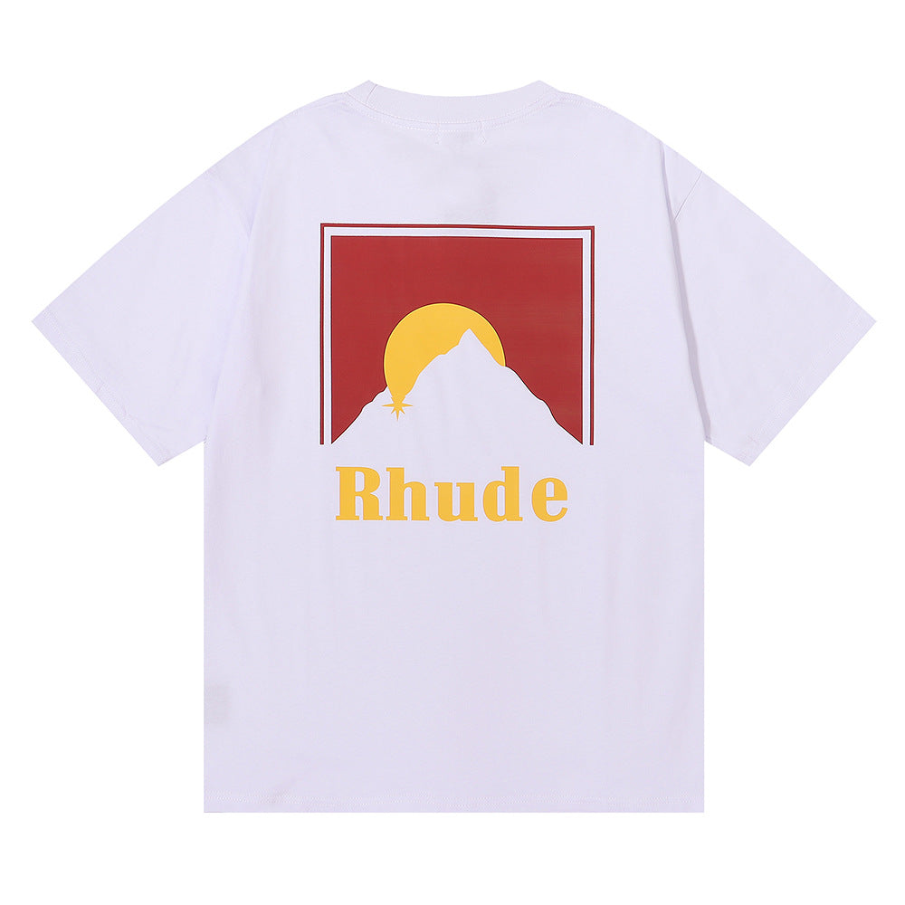 Rhude T Shirt Sunset Design Sense Printed Short Sleeve T-Shirt