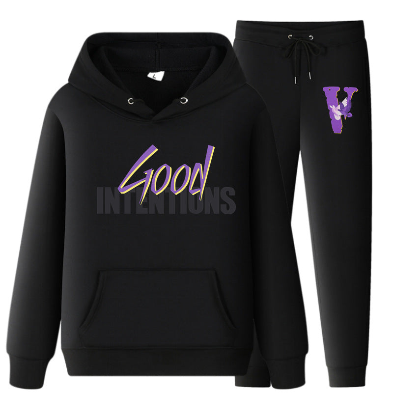 Vlone Hoodie & Pants 2 Piece Set Hooded Sweater Men And Women Loose