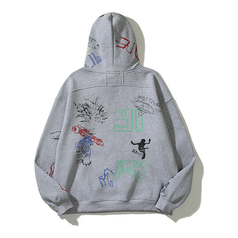 Kanye West Sunday Service Hoodie Autumn And Winter Hand Painted Graffiti Couple Hooded Sweater