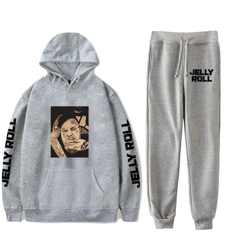 Jelly Roll Hoodie Jelly Roll Peripheral Printed Sweater Sports Two-Piece Suit