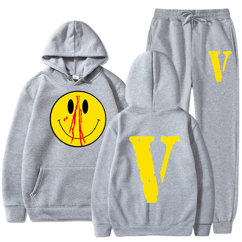Vlone Hoodie & Pants 2 Piece Set Men'S Clothing Print Hoodie Sweater Men'S Loose
