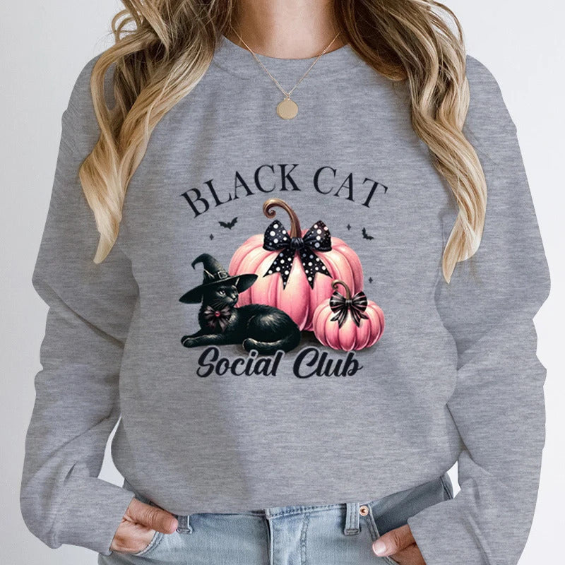 Women Fashion Creative Halloween Pumpkin Black Hoodies