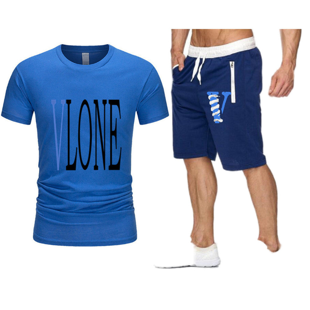 Vlone T Shirts & Shorts 2 Piece Set Letter Printing Summer Menswear Casual