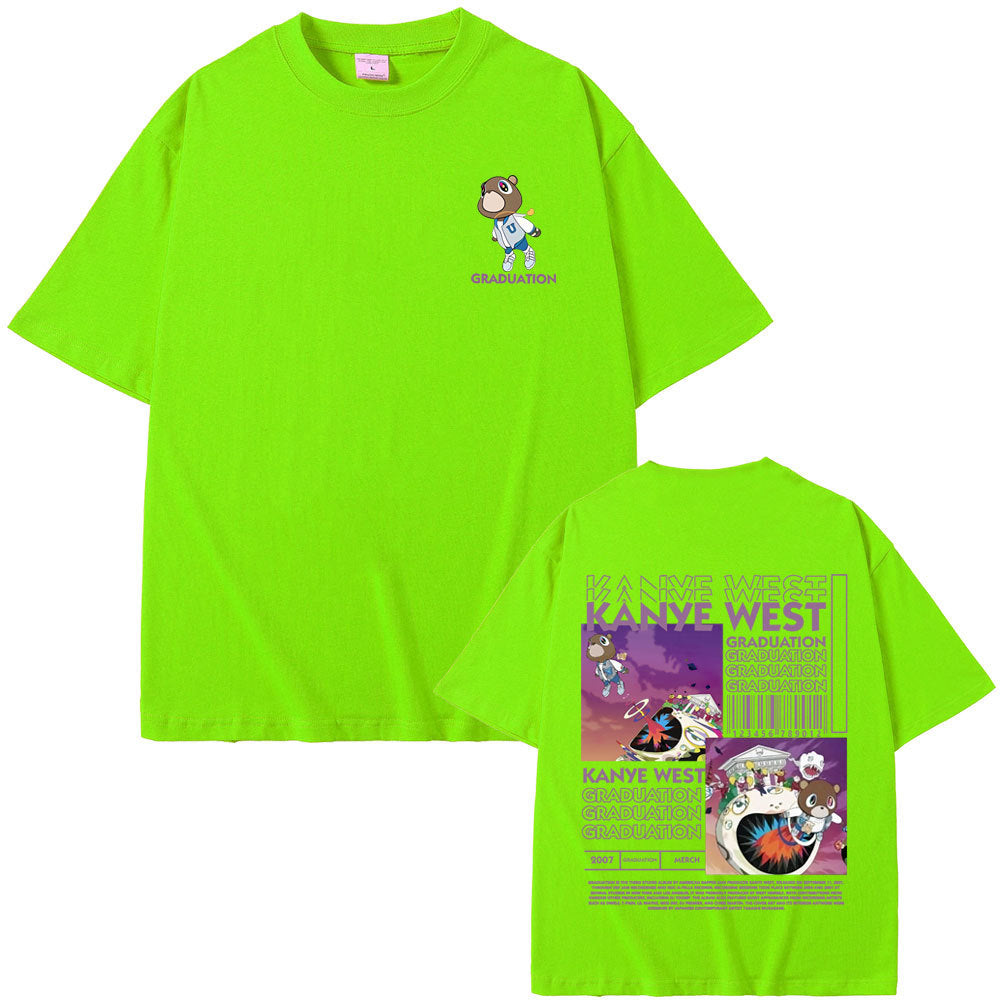 Rapper Kanye West Graduation Bear Double Sided Print T Shirt