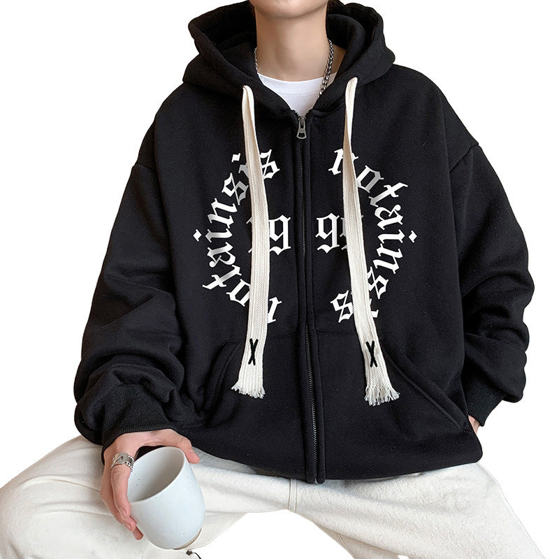 Men Hoodie Cardigan Hoodie Spring and Autumn Youth Loose Casual