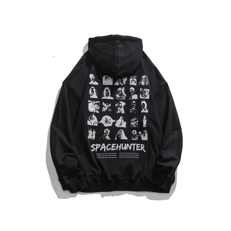 Men's Graphic Hoodies Figure Printed Hooded Long Sleeve Top Men