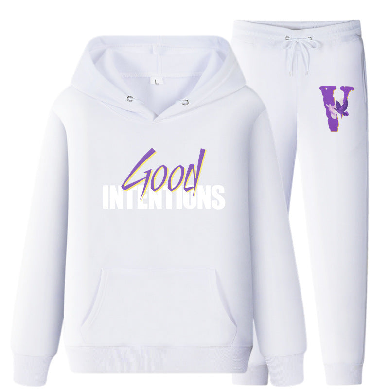 Vlone Hoodie & Pants 2 Piece Set Hooded Sweater Men And Women Loose