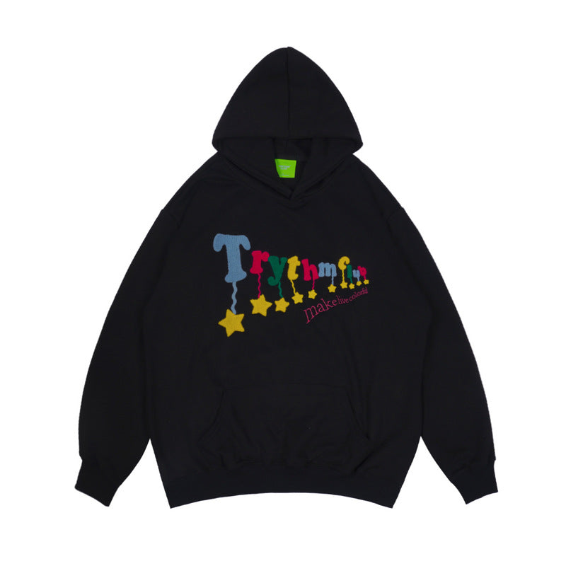 Man Fall Outfits Vintage Casual Hoodie Letter Hip Hop Hooded Sweater