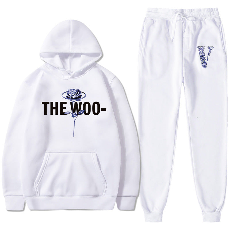 Vlone Hoodie & Pants 2 Piece Printed Men'S And Women'S Loose Hooded Sweater