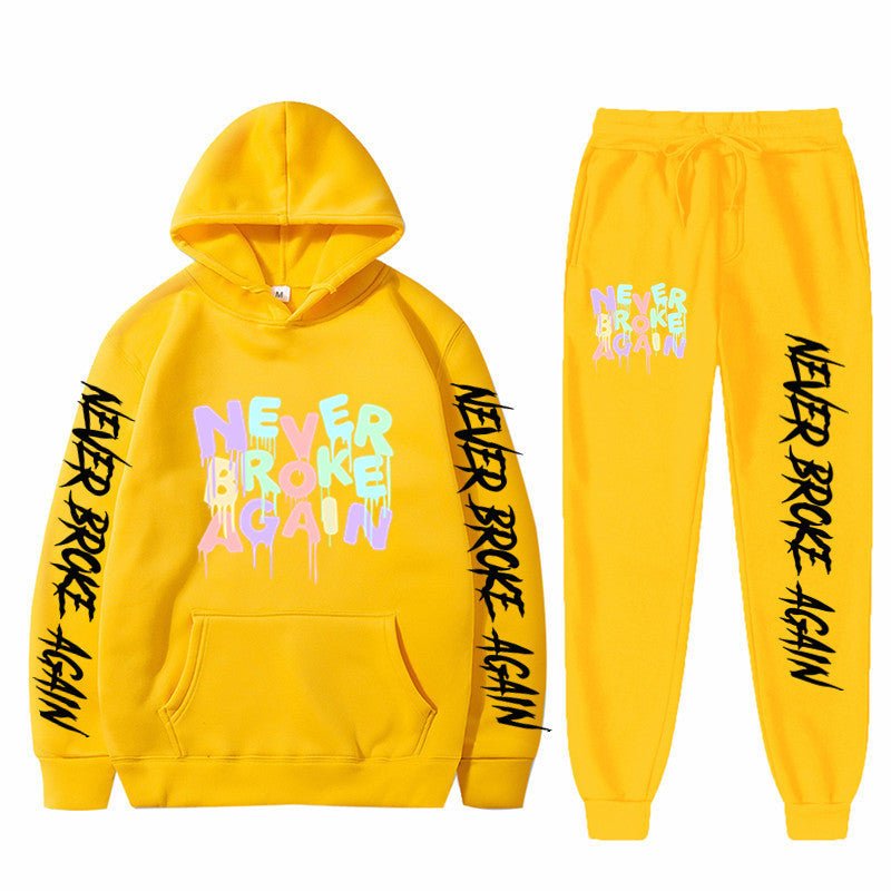 Never Broke Again Hoodie Casual Hooded Sweatshirt Casual Sports Pants
