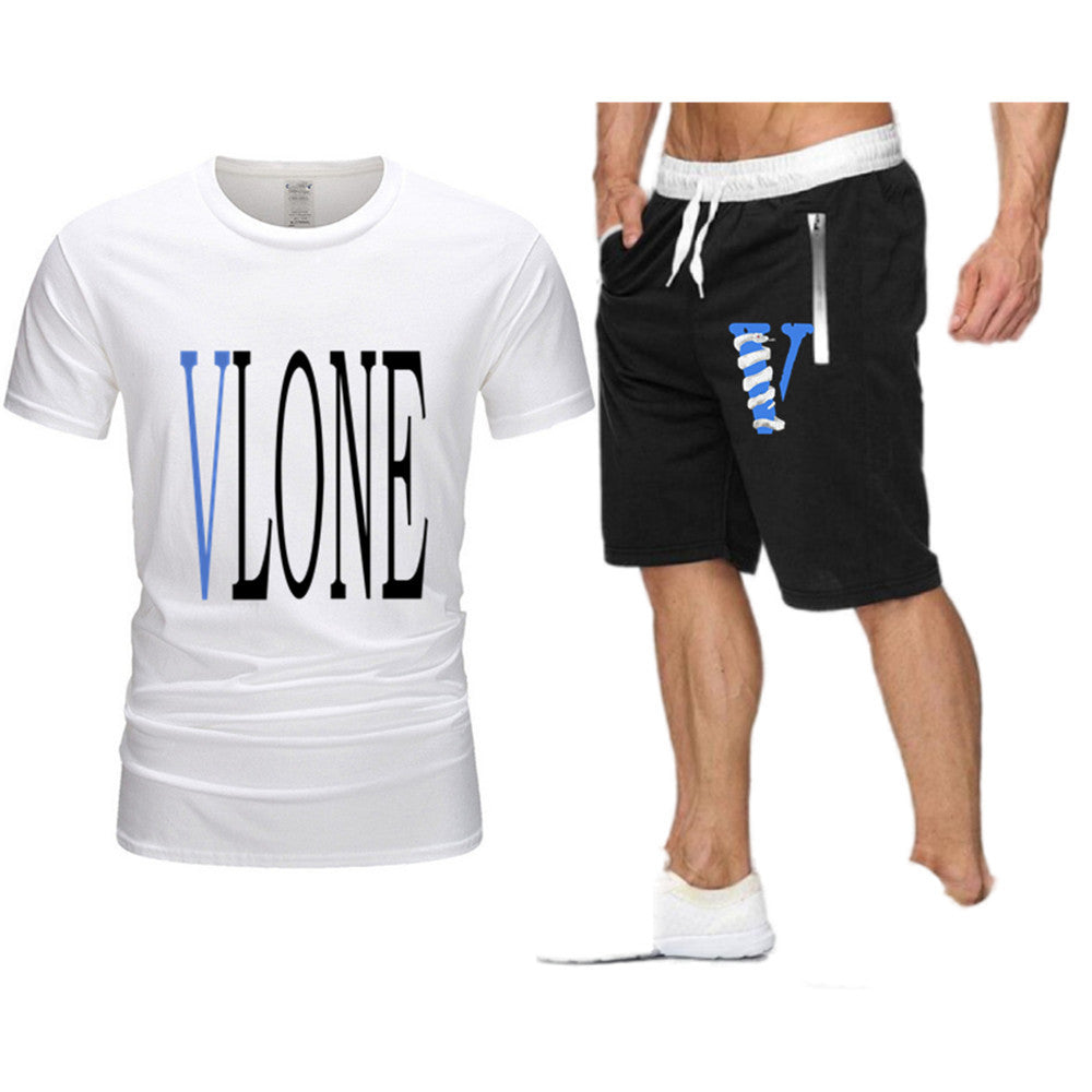 Vlone T Shirts & Shorts 2 Piece Set Letter Printing Summer Menswear Casual