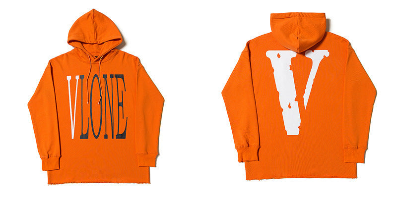 Vlone Hoodie Autumn And Winter Clothes Black And White Large V-Shaped Female Men And Women Couple Hooded Sweater