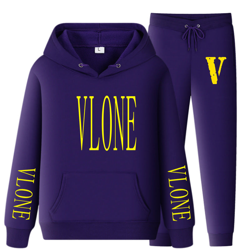 Vlone Hoodie & Pants 2 Piece Set Spring And Autumn Casual Sweater Loose Top