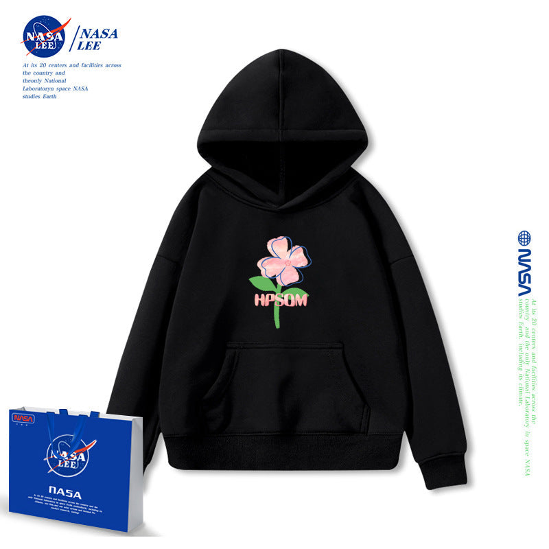NASA Children Hoodie NASA Women's Sweater Hooded Casual Loose Fleece-Lined
