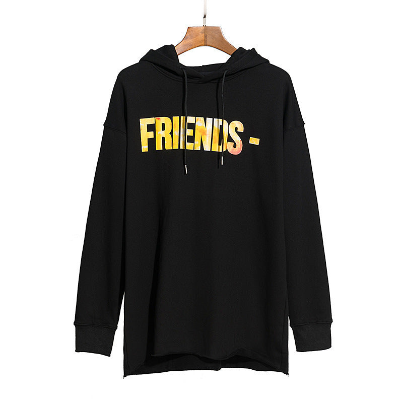 Vlone Hoodie Yellow Flame Men'S And Women'S Loose Large V Casual Terry Sweater