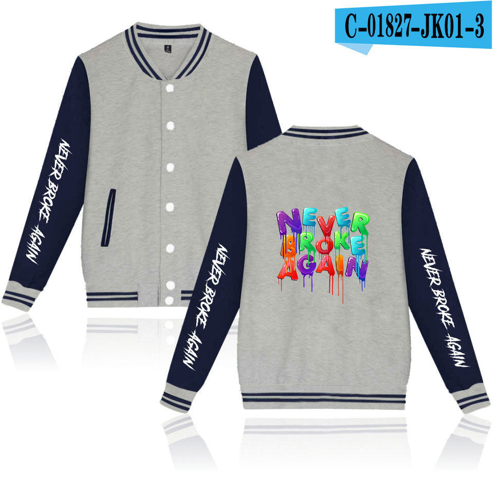 Never Broke Again Hoodie Casual Men'S And Women'S Long Sleeves Baseball Uniform