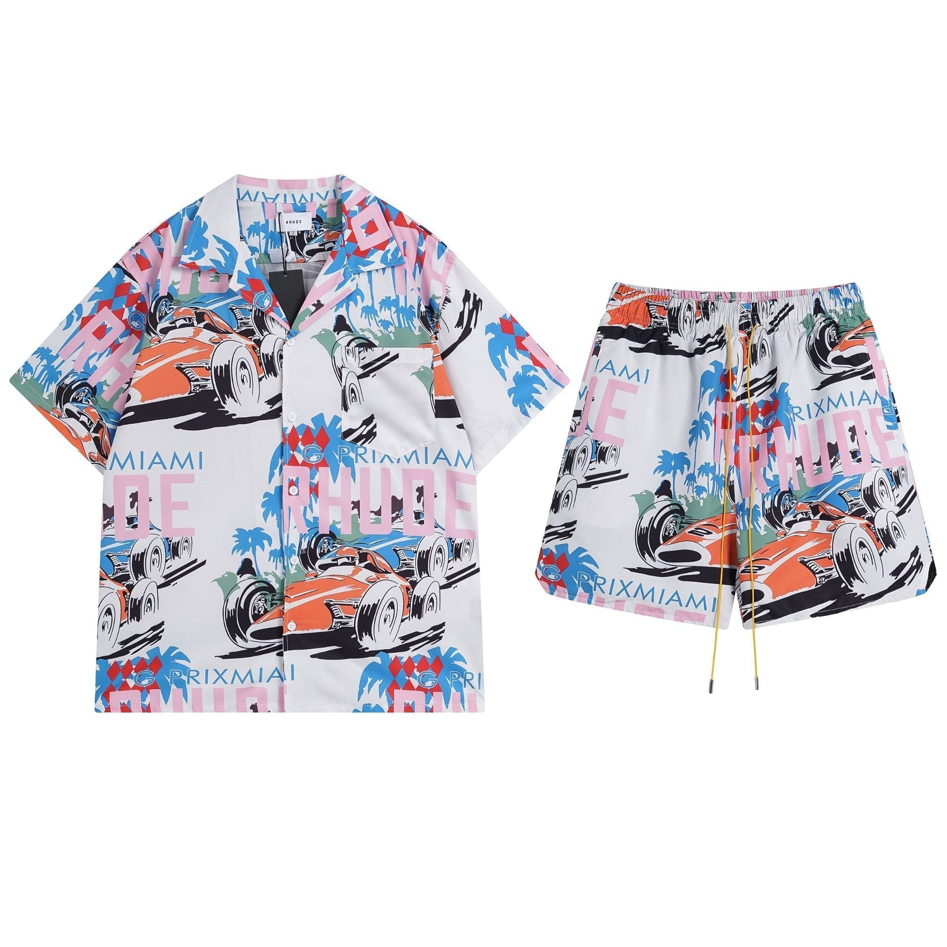 Rhude T Shirt Racing Letter Logo Casual Short Sleeve Shirt, Shorts