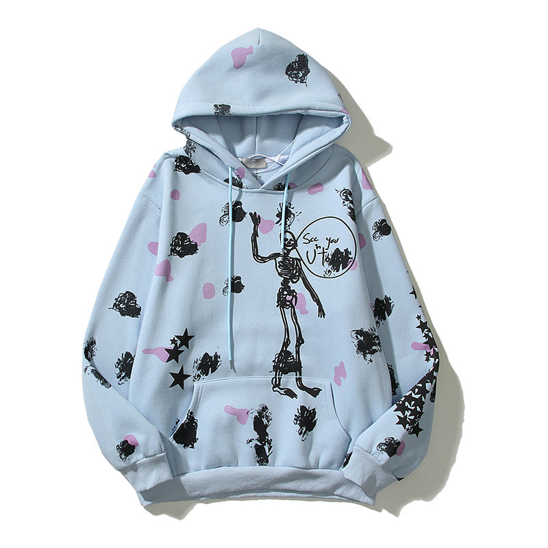 Kanye West Sunday Service Hoodie Autumn And Winter Music Festival Skull Velvet Padded Hooded Sweatshirt