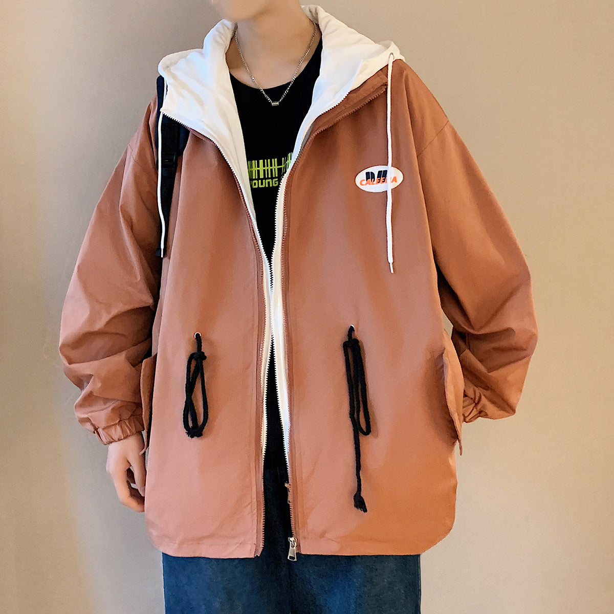 MEN'S Hoodie Fake Two-Piece Mid-Length