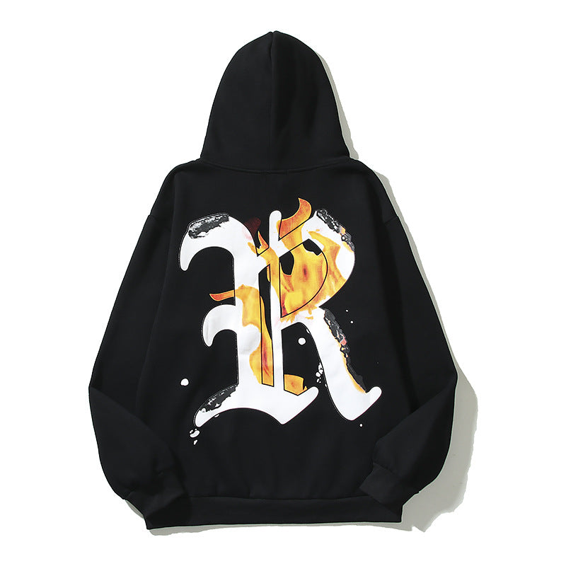 Kanye West Sunday Service Hoodie Burning Big R Loose Velvet Padded Hooded Sweatshirt