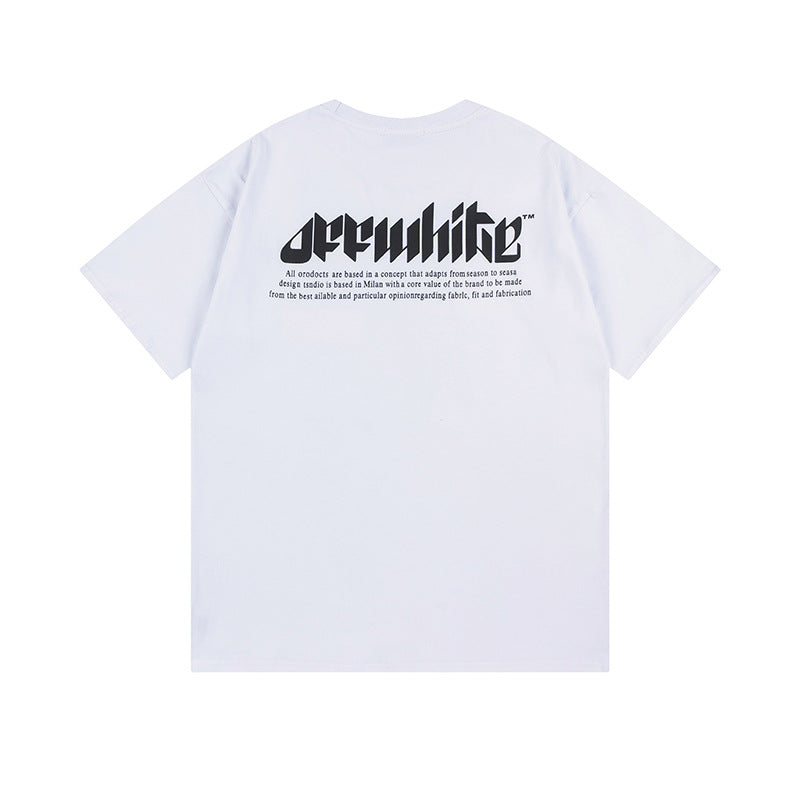 Off White T Shirts OW Eyes Letter Pattern Crew Neck Pullover Short Sleeves