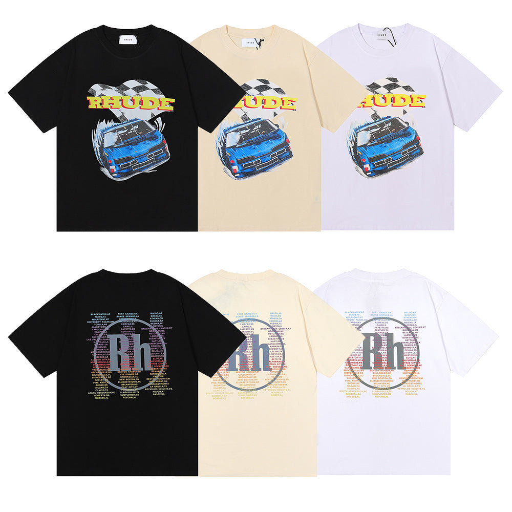Rhude T Shirt Micro Label Alphabet Racing Print Short Sleeve T-Shirt