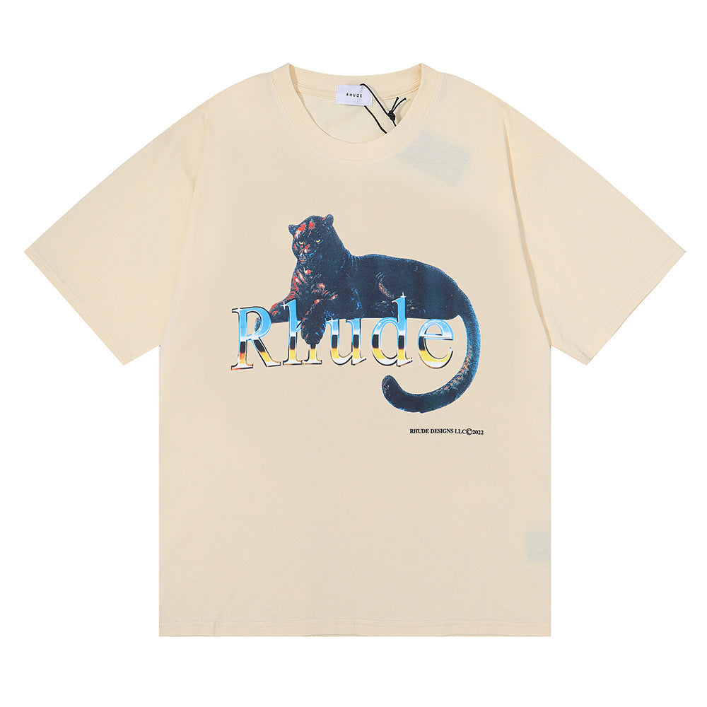 Rhude T Shirt Black Panther Letter Print Short Sleeve T-Shirt