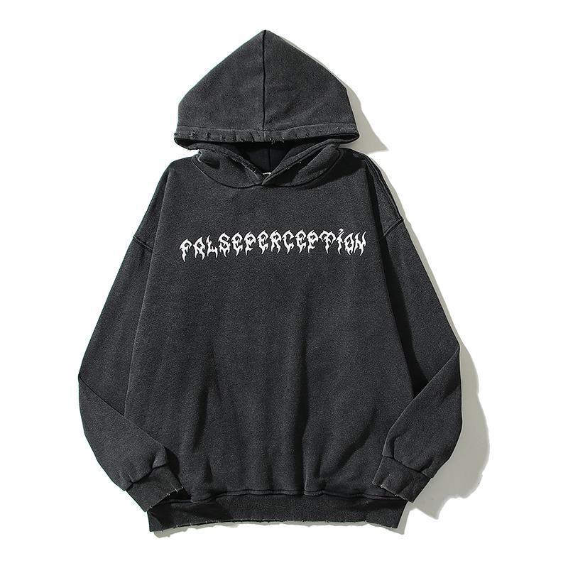 Nirvana Hoodie False Perception Angel Embroidery Distressed Cut Hooded Sweater